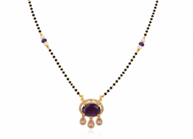Mangalsutra Collection – Royal Purple Stone Mangalsutra Necklace for Women