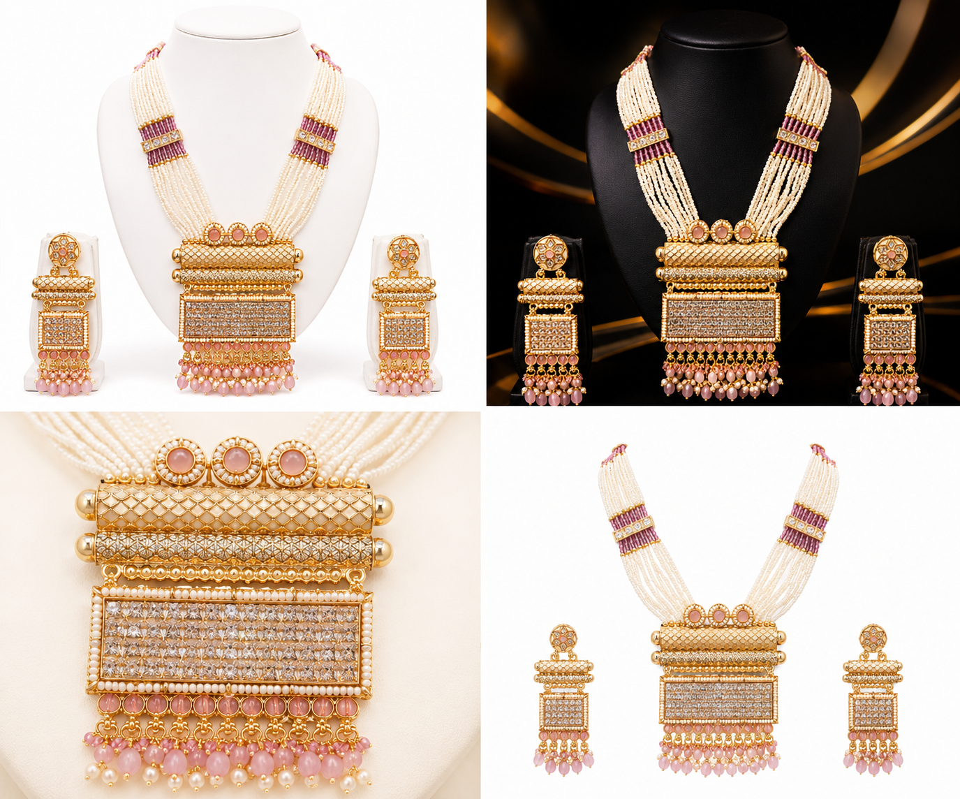 The Maharani Vault Heritage Pearl Statement Necklace Set | Designer Wedding Jewelry for Women