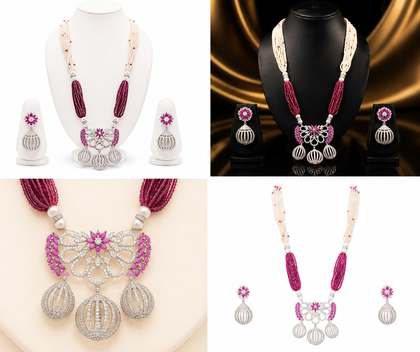 The Maharani Vault Ruby Pearl Statement Necklace Set | Luxury Indian Jewelry for Women