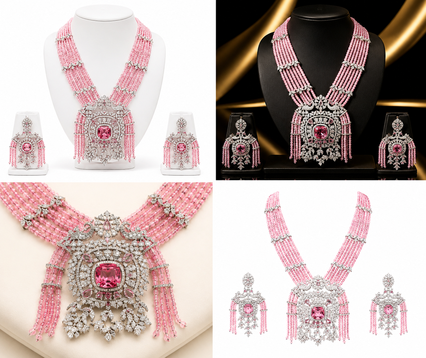 Royal Pink Kundan Statement Necklace Set | Designer Indian Bridal Jewelry Collection