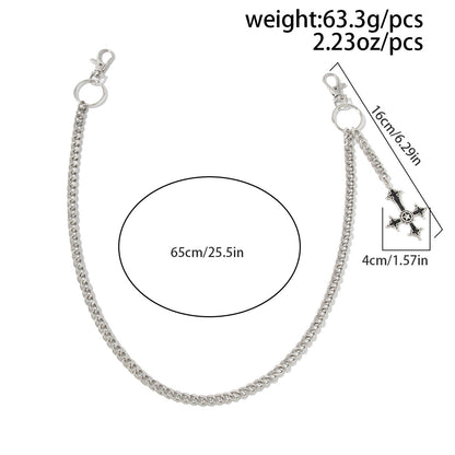 Unisex Punk Metal Waist Chain Featuring Smooth Surface Finish With Cross Pattern