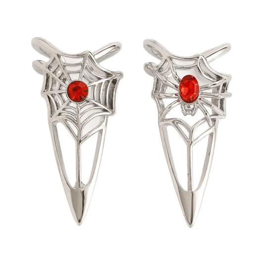 Gothic Spider Open Ring For Women In Electroplated Copper With Rhinestone Inlay