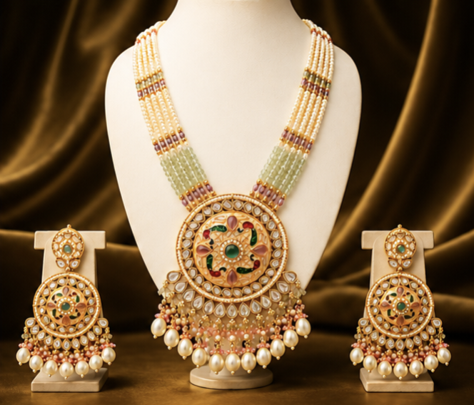 The Maharani Vault Handcrafted Ethnic Kundan Necklace Set