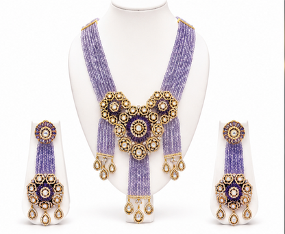 The Maharani Vault Royal Lavender Statement Necklace Set | Designer Wedding Jewelry for Women