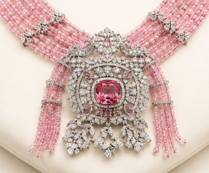 Royal Pink Kundan Statement Necklace Set | Designer Indian Bridal Jewelry Collection