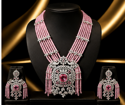 Royal Pink Kundan Statement Necklace Set | Designer Indian Bridal Jewelry Collection