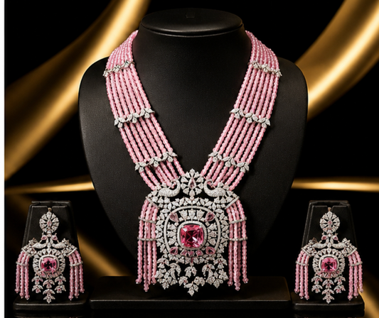 Royal Pink Kundan Statement Necklace Set | Designer Indian Bridal Jewelry Collection