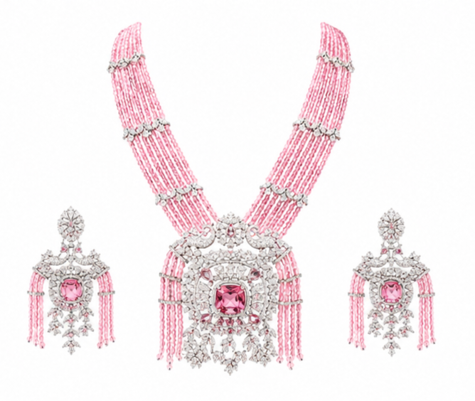 Royal Pink Kundan Statement Necklace Set | Designer Indian Bridal Jewelry Collection