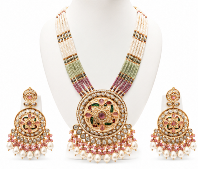 The Maharani Vault Handcrafted Ethnic Kundan Necklace Set