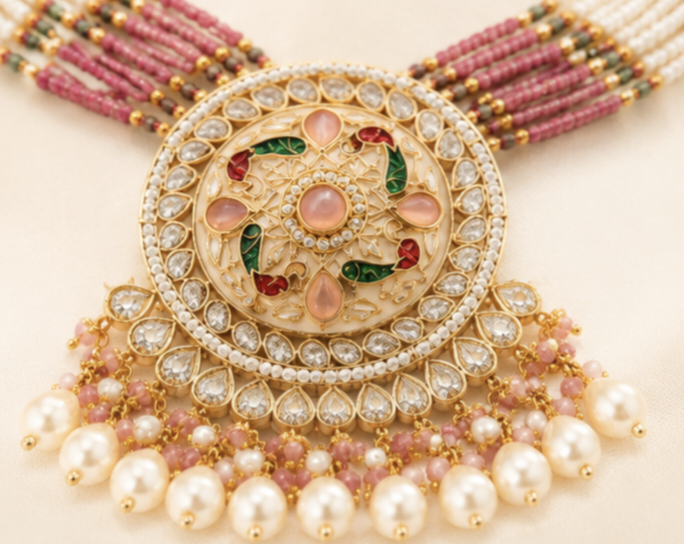 The Maharani Vault Handcrafted Ethnic Kundan Necklace Set
