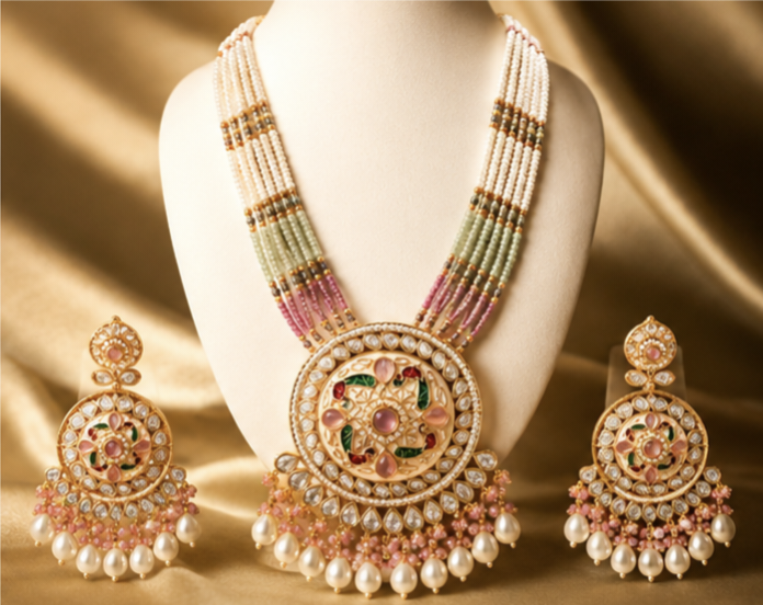 The Maharani Vault Handcrafted Ethnic Kundan Necklace Set