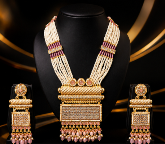 The Maharani Vault Heritage Pearl Statement Necklace Set | Designer Wedding Jewelry for Women