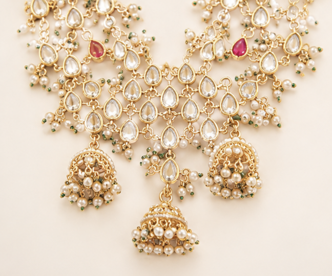 The Maharani Vault Royal Long Necklace Set | Designer Wedding Jewelry for Women