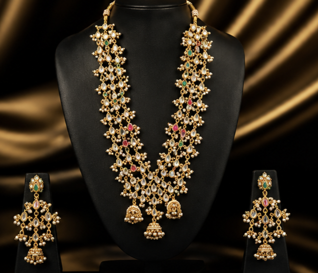 The Maharani Vault Royal Long Necklace Set | Designer Wedding Jewelry for Women