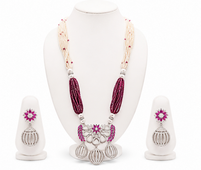The Maharani Vault Ruby Pearl Statement Necklace Set | Luxury Indian Jewelry for Women