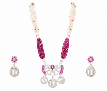 The Maharani Vault Ruby Pearl Statement Necklace Set | Luxury Indian Jewelry for Women