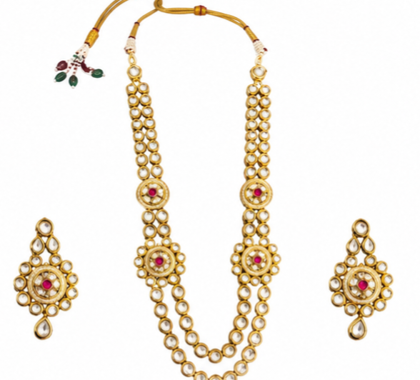 The Maharani Vault Double Layer Kundan Necklace Set | Luxury Indian Bridal Jewelry