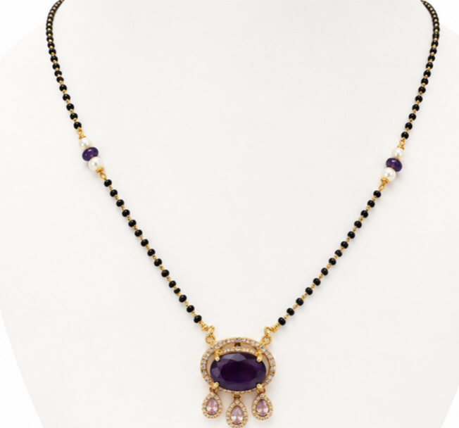 Mangalsutra Collection – Royal Purple Stone Mangalsutra Necklace for Women