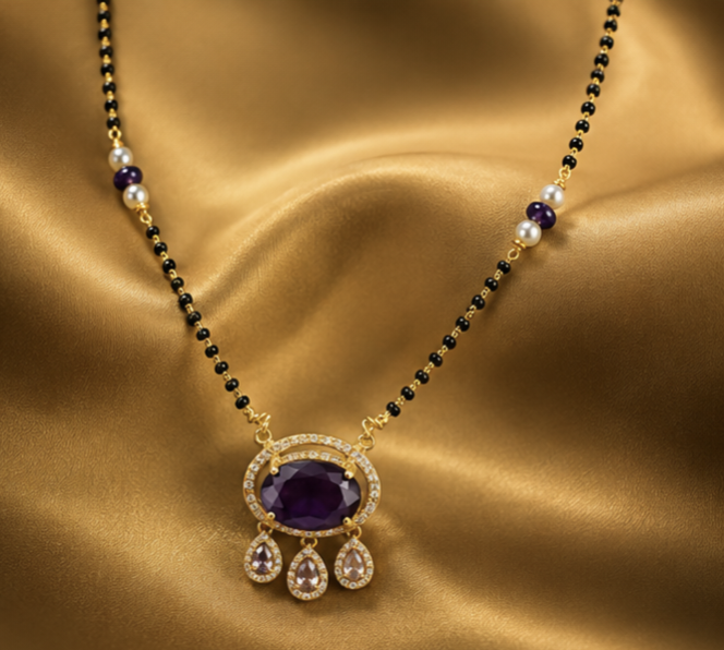 Mangalsutra Collection – Royal Purple Stone Mangalsutra Necklace for Women