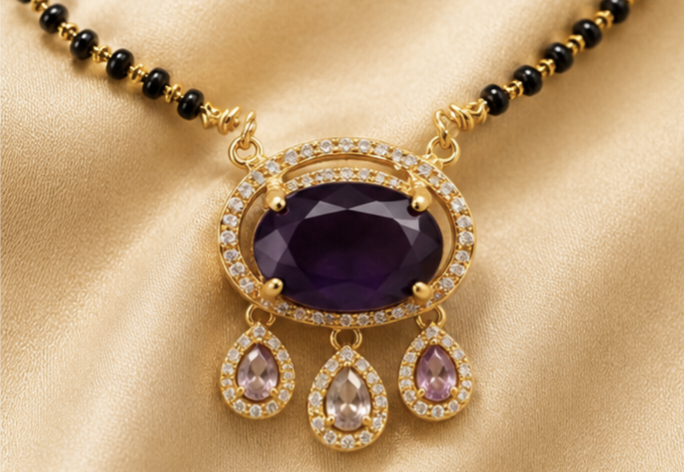 Mangalsutra Collection – Royal Purple Stone Mangalsutra Necklace for Women