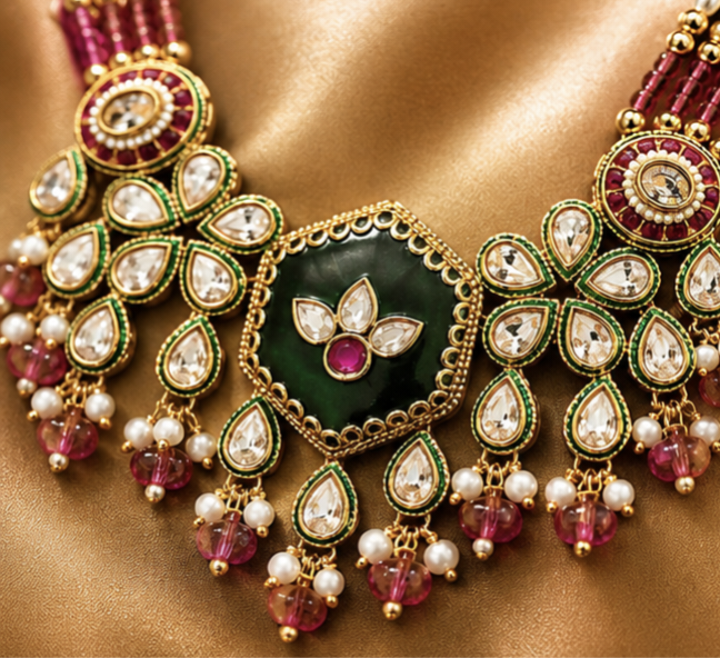 The Maharani Vault Heritage Kundan Necklace Set | Luxury Indian Bridal Jewelry