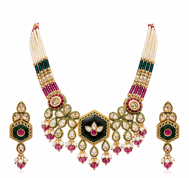 The Maharani Vault Heritage Kundan Necklace Set | Luxury Indian Bridal Jewelry