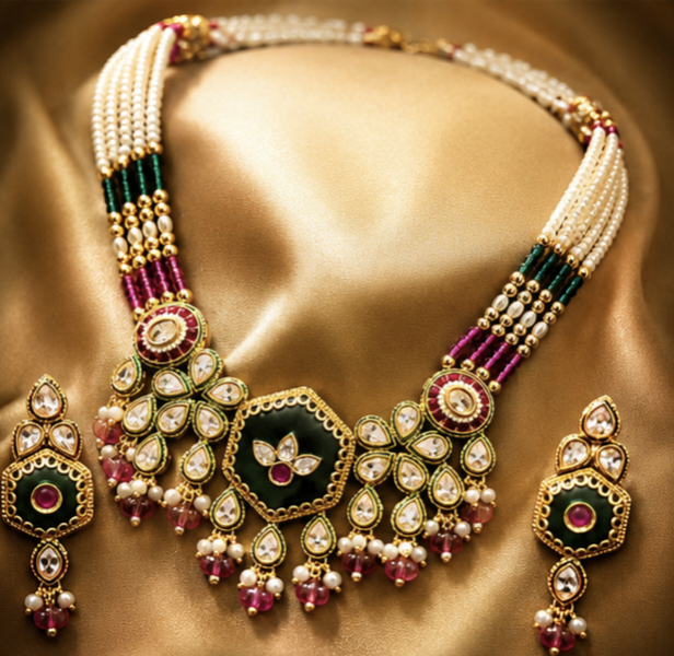 The Maharani Vault Heritage Kundan Necklace Set | Luxury Indian Bridal Jewelry