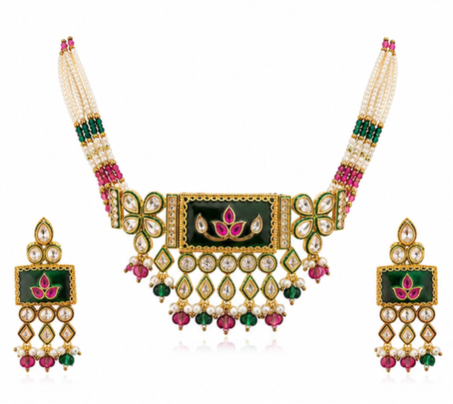 The Maharani Vault Heritage Kundan Necklace Set | Luxury Indian Bridal Jewelry