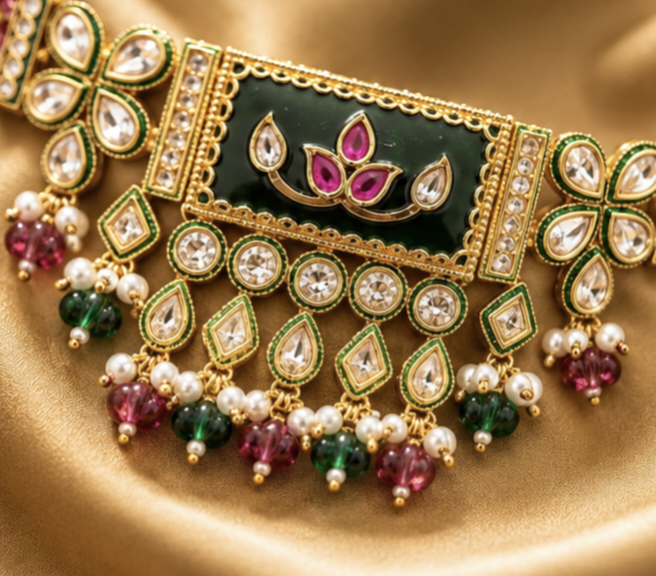 The Maharani Vault Heritage Kundan Necklace Set | Luxury Indian Bridal Jewelry