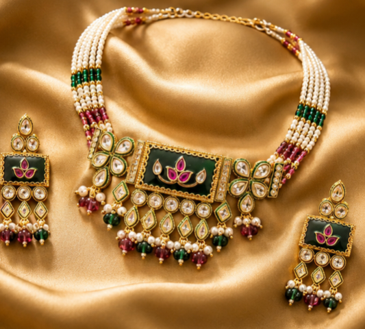 The Maharani Vault Heritage Kundan Necklace Set | Luxury Indian Bridal Jewelry