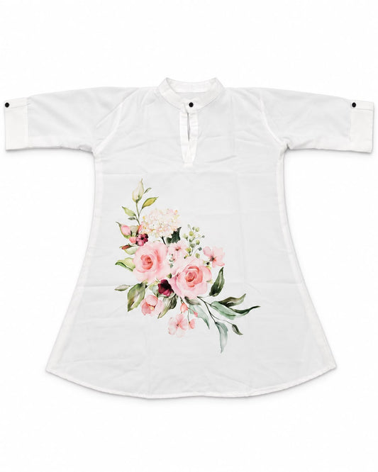 Elegant White Floral Kurta for Women