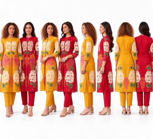 Women’s Floral Printed Straight Kurta Pant Set