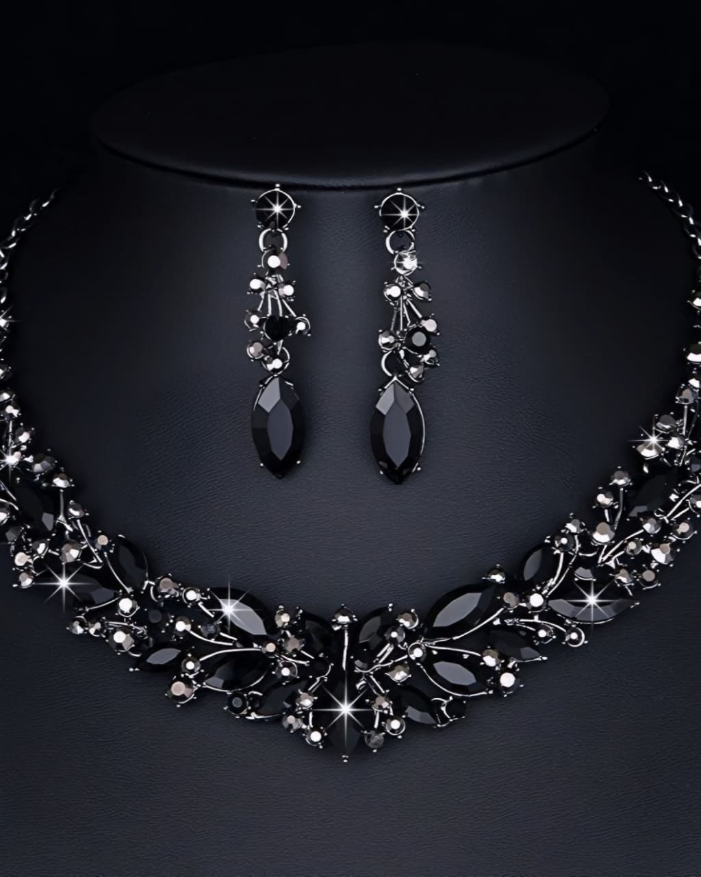Classic Black Diamond Style Necklace Set