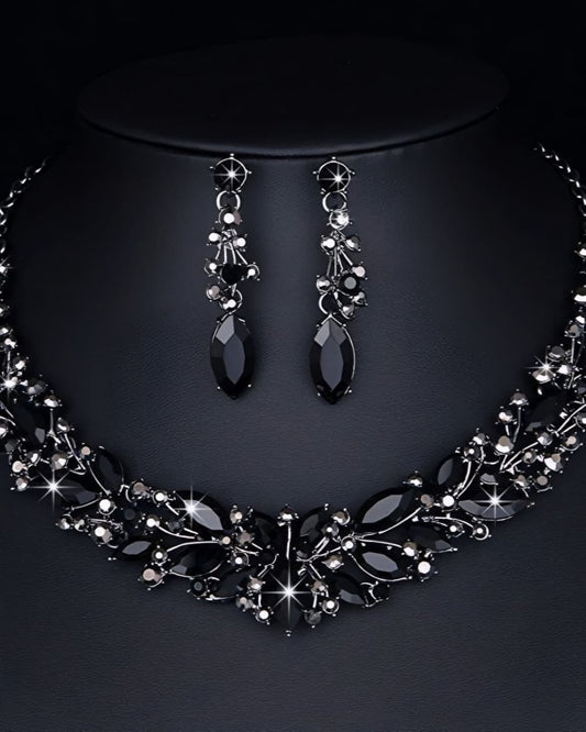 Classic Black Diamond Style Necklace Set