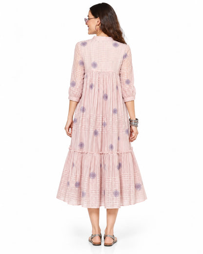 Elegant Blush Pink Floral Printed Anarkali Kurta for Women