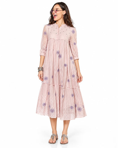 Elegant Blush Pink Floral Printed Anarkali Kurta for Women