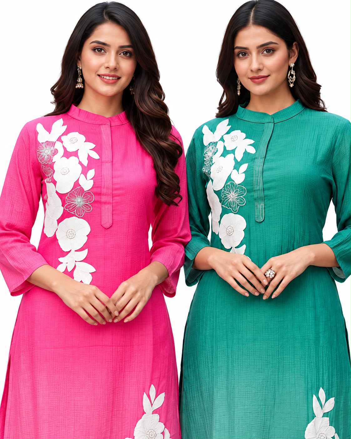 Women’s Floral Embroidered Straight Kurta Pant Set